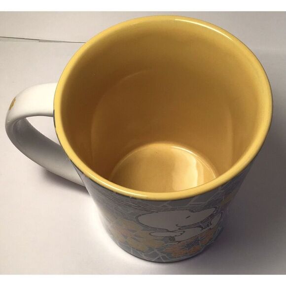 Peanuts Snoopy Mosaic Coffee Mug Cup by Gibson Vintage 1990s Yellow Blue - Picture 4 of 8